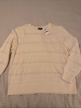 Style & co women’s Cream Crewneck Open-Knit Sweater Size 2X NWT great for spring